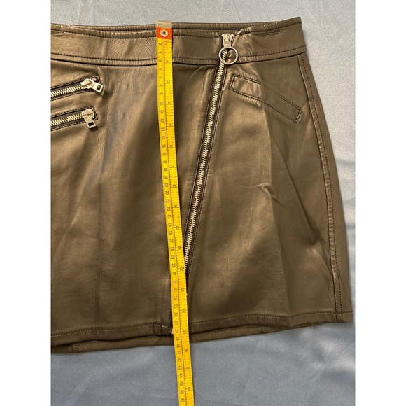 Express Size 4 Black Faux Leather Asymetrical Zip Front Mini Skirt - Picture 7 of 9